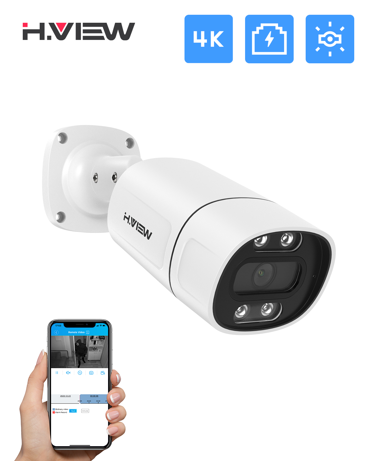 Ip Camera Outdoor 4K - H. view 5mp 8mp 4k câmeras