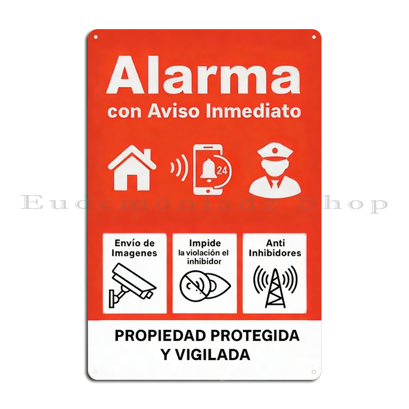 Home Security Upgrades - Placa de Metal Retrô com Sistema