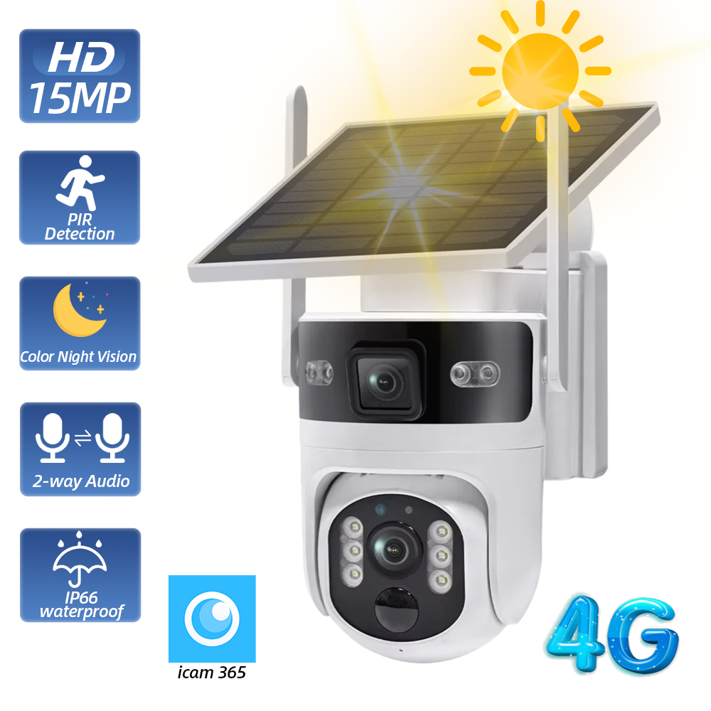 Home Yard Security Cameras - Câmera de Segurança Solar PTZ Sem