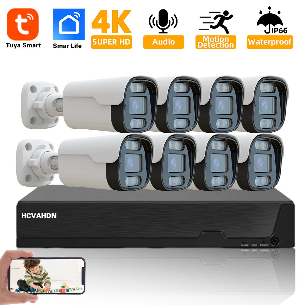Ip Camera Outdoor 4K - Kit de Câmera de Segurança Externa,