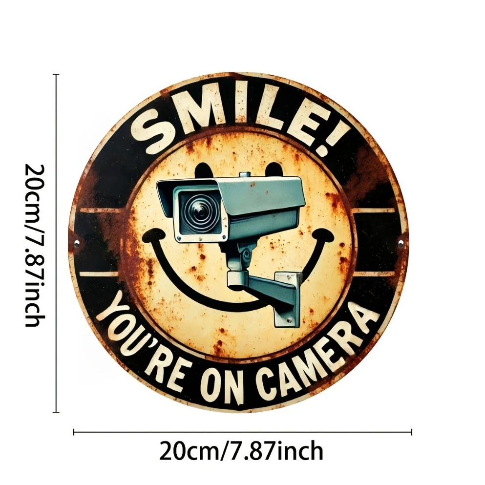 Placa de Metal Redonda Vintage - Home Yard Security Cameras avaliação e preço