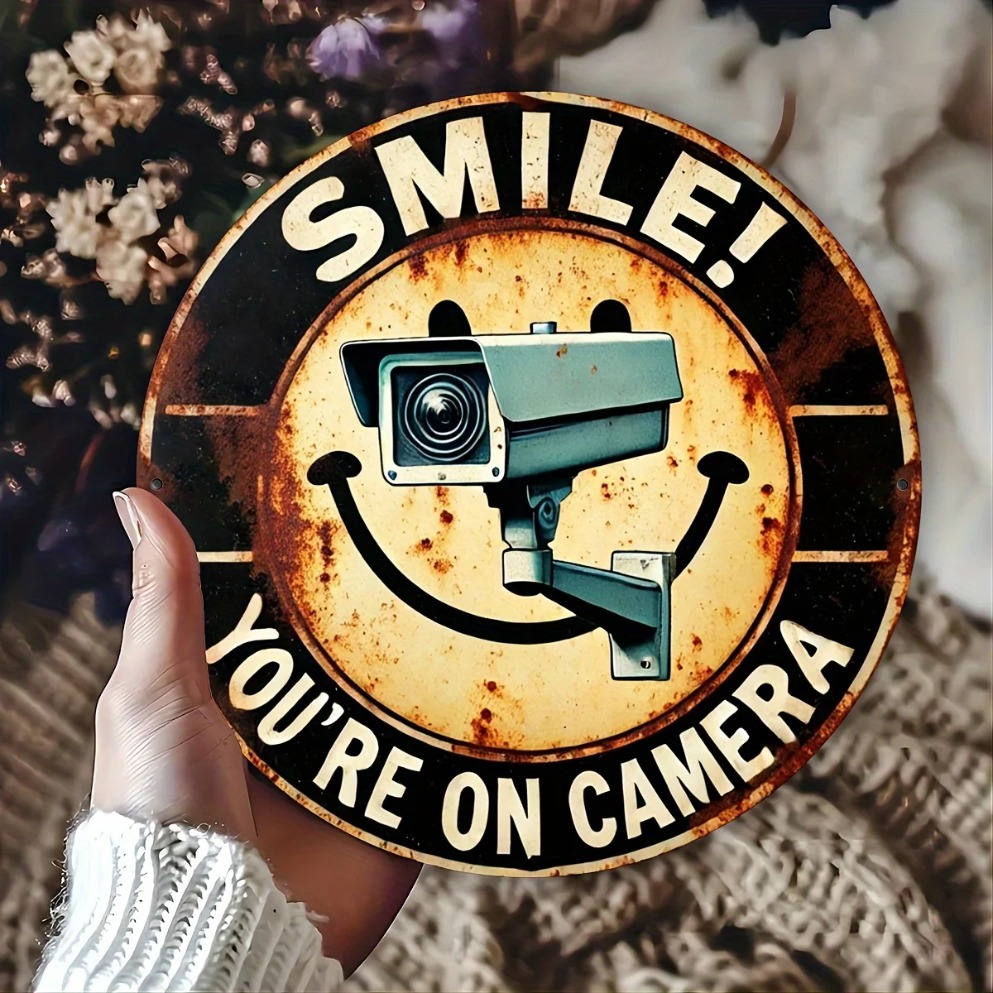 Placa de Metal Redonda Vintage - Home Yard Security Cameras avaliação e preço
